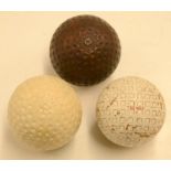 3 various recessed and square dimple golf balls - Scarce Spalding The Dimple Glory Golf ball c1910 -