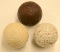 3 various recessed and square dimple golf balls - Scarce Spalding The Dimple Glory Golf ball c1910 -