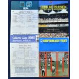 1974-1987 English County Cricket and Test Cricket scorecards and programmes to include Lord Be