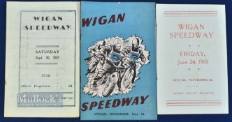 1947-1960 Wigan Speedway Programmes to include September 20th 1947 Wigan v Glasgow, 1952 Wigan v