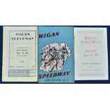 1947-1960 Wigan Speedway Programmes to include September 20th 1947 Wigan v Glasgow, 1952 Wigan v