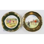 Pair of Spode Plates: One by K Pickin 'Golf at Blackheath 1775' and Antique Golf Series No.1 limited