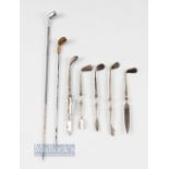 Collection of Ladies white metal manicure set - comprising 4x with golf club heads stamped