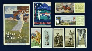 Eclectic collection of early golfing postcards, trade cards, and others (9) 1912 Golf Monte Carlo