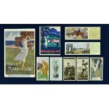 Eclectic collection of early golfing postcards, trade cards, and others (9) 1912 Golf Monte Carlo