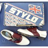 Pair of 1970/80s Stylo 'Nick Faldo Signature' Size 8UK 9US Eur 42 Leather lined Golf Shoes with