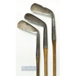 3x early smf irons - to incl general iron, and 2x Lofters one stamped F H Ayres c/w J Simpson