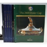 Selection of Golf Annuals features Championship Annuals 1995, 1996, 1999 and 2000 all HB in blue and