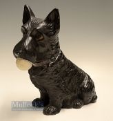 North British Rubber Co. Black Scottie Dog Golf Ball advertising figure - c/w tartan collar and