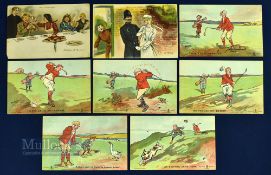 Interesting collection of 'Brassy' and 'Golf Illustrated' Humorous golfing postcards from the