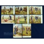 Collection of early Punch Series Coloured Golfing Postcards from 1906/08 (8) All with titles and
