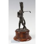 Good Britannia metal Vic. golfing figure spill vase c1890 - mounted on a naturalistic circular