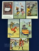 Collection of early "Coloured" children humorous golfing postcards dating from early 1900s to