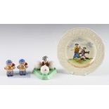 Collection of Crown Golfing Ceramics (3) - Crown Ducal golfing scene hand coloured decorative