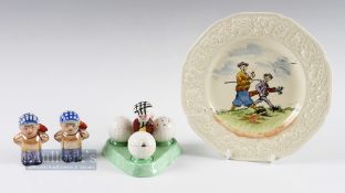 Collection of Crown Golfing Ceramics (3) - Crown Ducal golfing scene hand coloured decorative