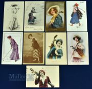 Interesting collection of various American, UK Glamour/Beauty and 'Sporting Girl Golfing Postcards