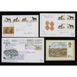 Horse Racing Jockey and Trainers Autographed First Day Covers, of Dick Francis, Taffy Salaman, Tommy