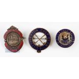 3x Edinburgh Golf Club Enamel Members Pin/Lapel Badges - for Leith, Liberton and Prestonfield Golf