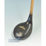 Spalding Golfex Weighted swing training golf club - c/w hickory shaft and original leather grip -