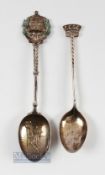 2x interesting silver golfing teaspoons - South Africa Mount Ngwibi Golf Club silver hallmarked