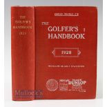 The Golfer's Handbook 1928 859pp, plus advertisements, in red decorative cloth covers, apparent