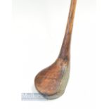 Patent Forked Spliced light stained persimmon driver - c/w indistinctly stamp mark to the crown (