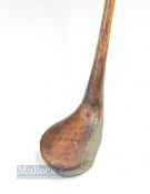 Patent Forked Spliced light stained persimmon driver - c/w indistinctly stamp mark to the crown (