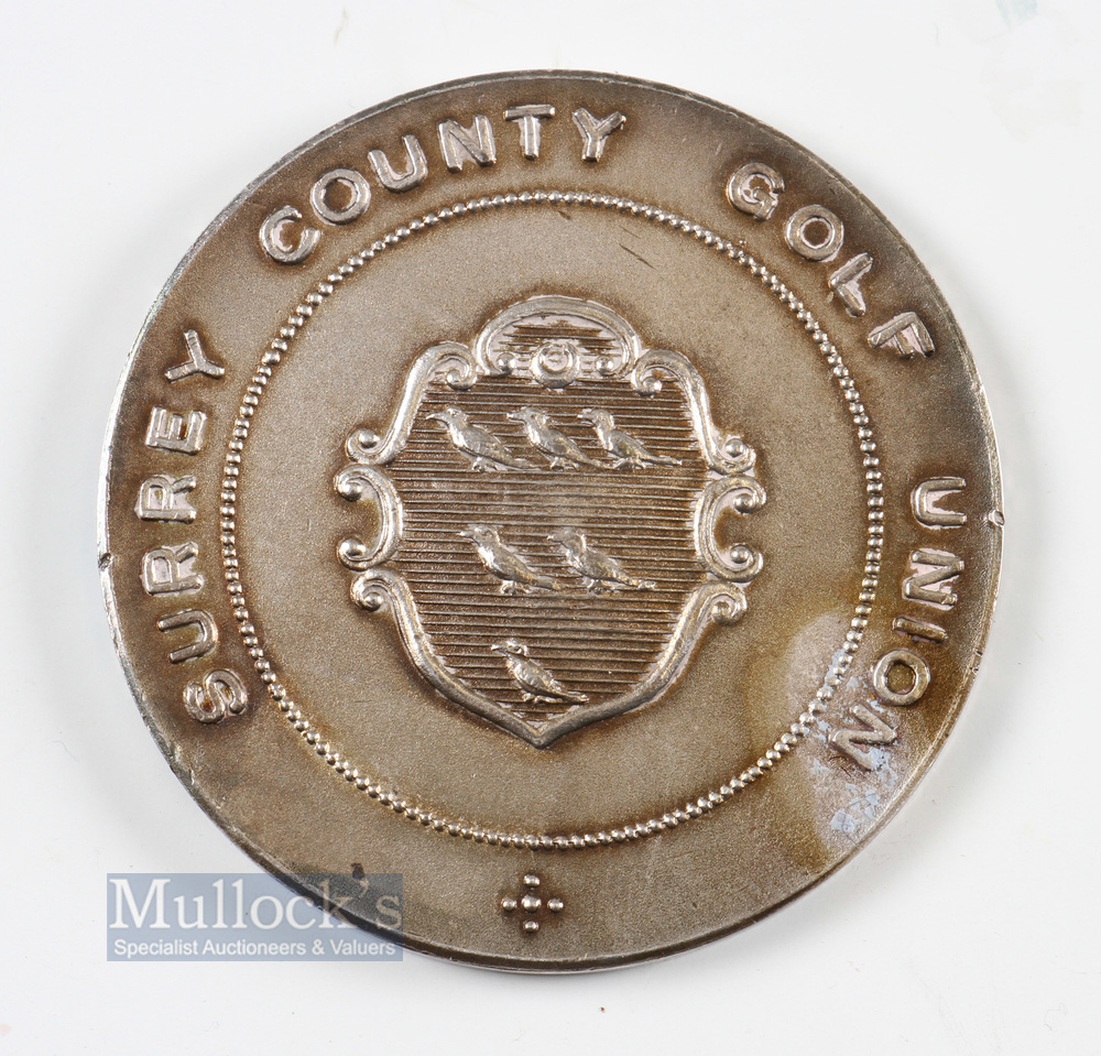 1937 Surrey County Golf Union Club Championship Winners Large Silver Medal - played at Worplesdon