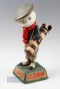 Fine Dunlop Caddy papier-mâché golf ball advertising figure-mounted on naturalistic splayed base