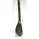 R Forgan St Andrews POWF dark stained beech wood late longnose putter c1880 - the head measures 5" x