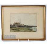 1910 Original Watercolour titled "Golf House - Brancaster" - signed monogram and dated 1910 -