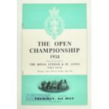 1958 British Open Golf Championship Programme Royal Lytham & St Annes, Monday June 30th to Friday