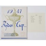 Scarce Multi-Signed 1947 Official Ryder Cup Golf Souvenir Programme - the seventh international golf