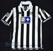 1998/99 Juventus Home Football Shirt Kappa, Liberta Digitale, black and white, size L, short sleeve