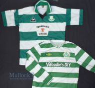 1994/96 Shamrock Rovers Home Football Shirt Lecoqsportif/Tennant's Lager, green and white, 42/44