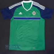 2016/17 Northern Ireland Home Football Shirt Adidas, Size L, in green and blue, short sleeve