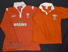 Wales International Rugby Shirt Reebok/Brains, size L, in red, long sleeve, plus a Wales 'World