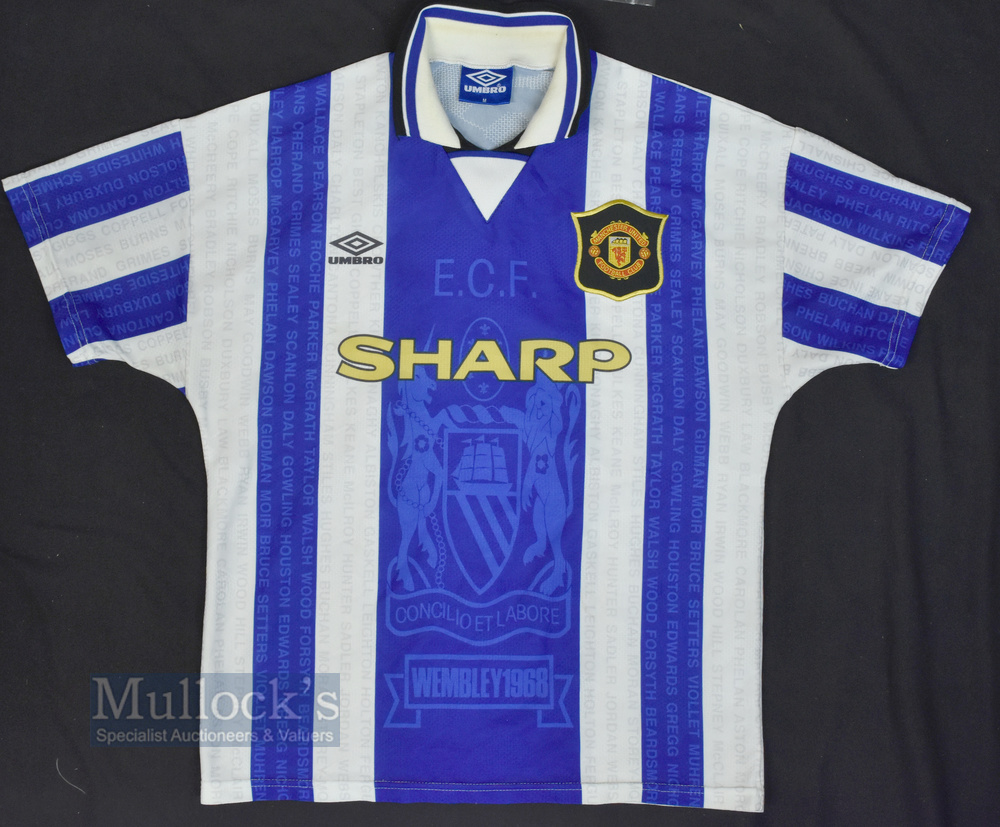 1994/96 Manchester United Third Football Shirt Umbro, Sharp, in blue and white, size M, short