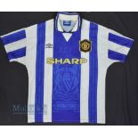 1994/96 Manchester United Third Football Shirt Umbro, Sharp, in blue and white, size M, short