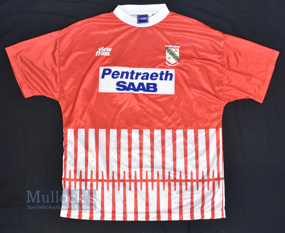1997/98 Bangor City FC Away Football Shirt Pentreath Saab, View From, size 46/48, in red and