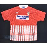 1997/98 Bangor City FC Away Football Shirt Pentreath Saab, View From, size 46/48, in red and