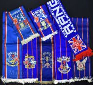 Scarce Selection of Vintage Rangers Silk Scarves features circa 1974, Treble Champions 1976, Four