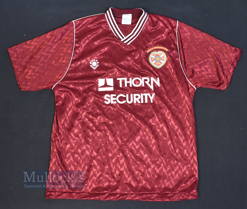 1989/90 Hearts of Midlothian Home Football Shirt Bukta, Thorn Security, maroon, short sleeve, size