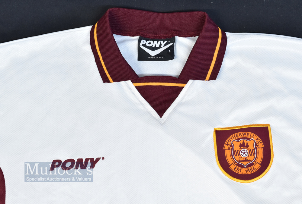 1996/97 Motherwell FC Away Football Shirt Pony, Motorola Size L, in white, short sleeves - Image 2 of 2