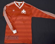 1985 Switzerland International Home Football Shirt Adidas, in red, size L, long sleeves