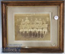 Early Football Sepia Photograph mounted to Albert Wilkes mount, team photograph, signs of speckled
