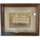 Early Football Sepia Photograph mounted to Albert Wilkes mount, team photograph, signs of speckled