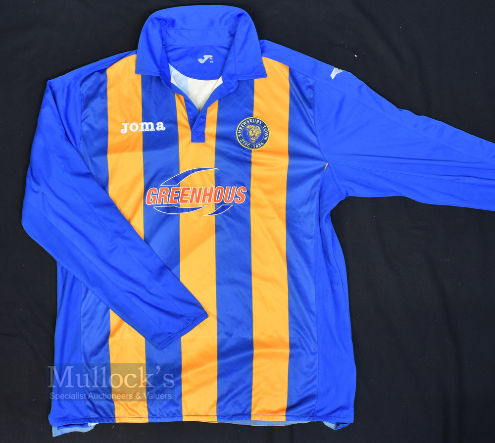 20011/13 Shrewsbury Town Home Football Shirt Joma, Greenhous, blue and amber, size XL, long sleeve