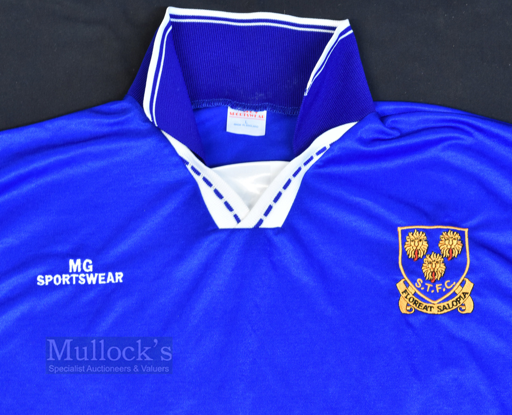 1997/99 Shrewsbury Town Home Football Shirt in blue, Ternhill Communications, MG Sportswear, size L, - Image 2 of 2