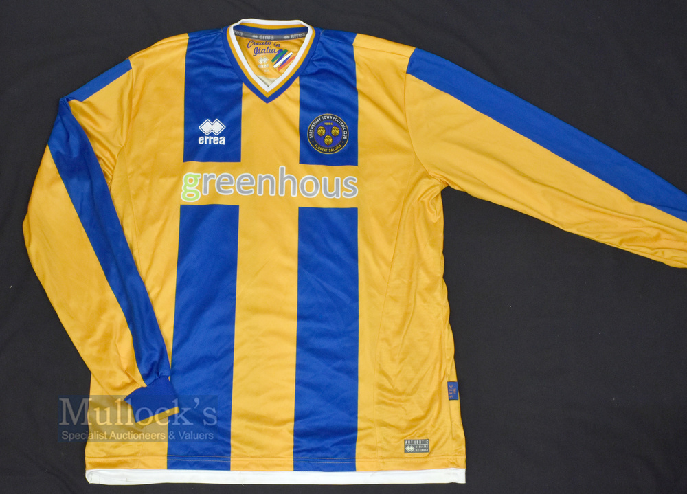 2015/17 Shrewsbury Town Home Football Shirt Errea/Greenhous, blue and amber, size XXL, long sleeve